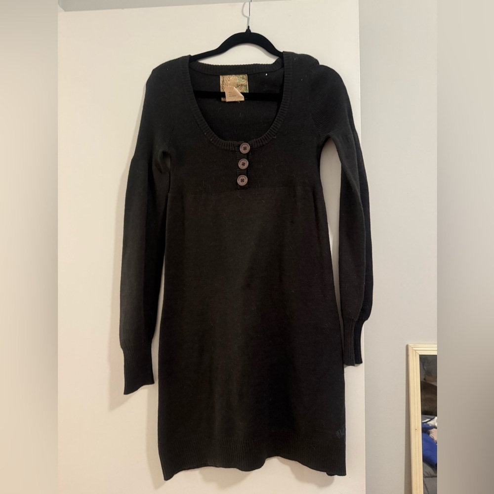 Billabong Dark Gray Sweater Dress with Button Detail